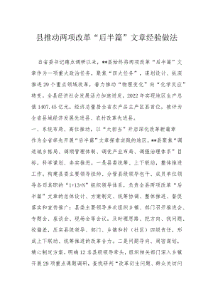 县推动两项改革“后半篇”文章经验做法.docx