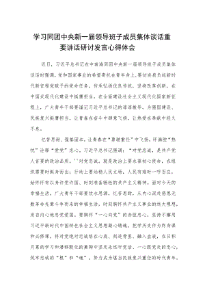 （8篇）2023学习同团中央新一届领导班子成员集体谈话重要讲话研讨发言心得体会.docx