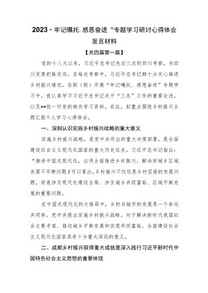 （4篇）2023“牢记嘱托、感恩奋进”专题学习研讨心得体会发言材料.docx