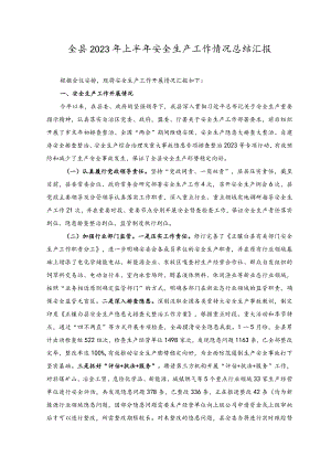 （范文）全县2023年上半年安全生产工作情况总结汇报.docx