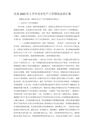 全县2023年上半年安全生产工作情况总结汇报.docx