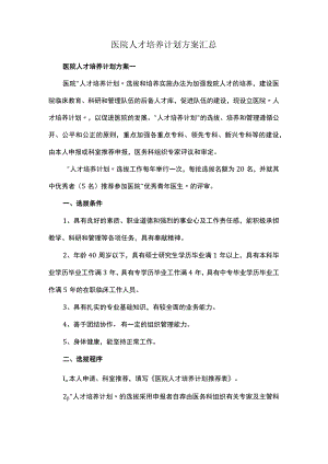 医院人才培养计划方案汇总.docx