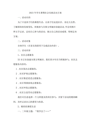 2023年高校学生暑期社会实践活动方案 汇编5份.docx