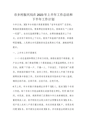 市乡村振兴局在2023年上半年工作总结和下半年工作计划.docx