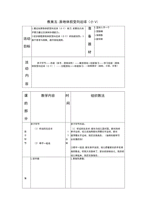 少儿篮球中级班原地体前变向运球(小V)教案.docx