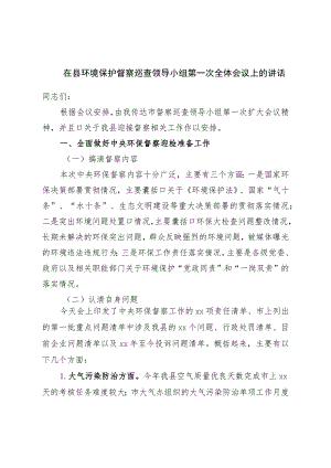 在县环境保护督察巡查领导小组第一次全体会议上的讲话.docx
