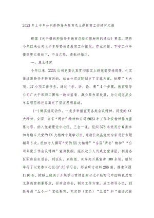 2023年上半年公司形势任务教育及主题教育工作情况汇报.docx