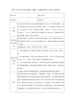 炭山矿区总体规划修编环境影响评价公众参与调查表.docx