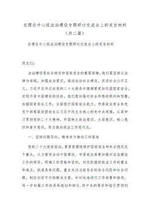 在理论中心组法治建设专题研讨交流会上的发言材料(共二篇).docx
