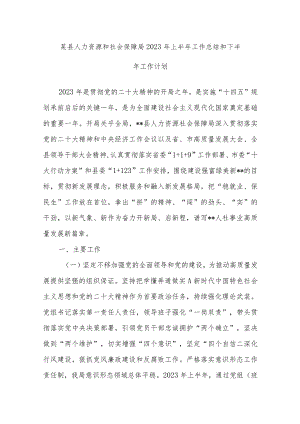 关于某县人力资源和社会保障局2023年上半年工作总结和下半年工作计划.docx