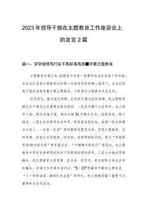 2023年领导干部在主题教育工作座谈会上的发言2篇.docx