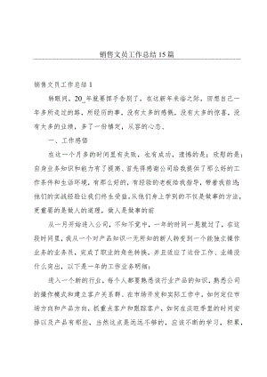 销售文员工作总结15篇.docx