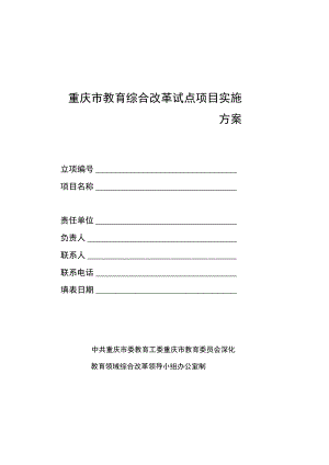重庆市教育综合改革试点项目实施方案.docx