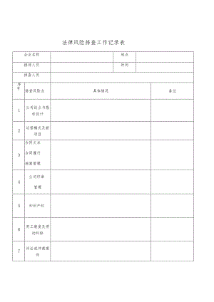 法律风险排查工作记录表.docx