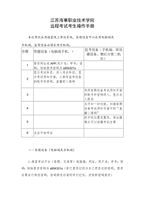 江苏海事职业技术学院远程考试考生操作手册.docx