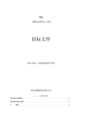 XX传媒集团有限公司202X年《聚焦自贸区》节目外包委托制作项目 招标文件.docx
