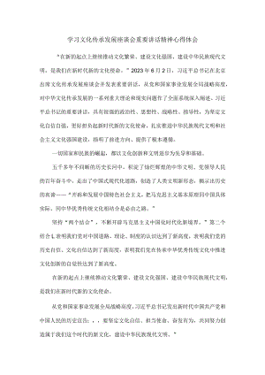 2023学习文化传承发展座谈会重要讲话精神心得体会四.docx