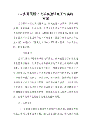 xxx乡开展婚俗改革实验试点工作实施方案.docx