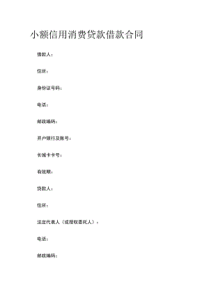 小额信用消费贷款借款合同 标准版模板.docx