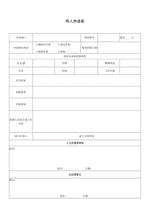员工调动-调动申请16用人申请表.docx