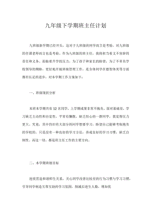 九年级下学期班主任计划模板范本.docx