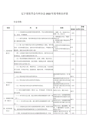辽宁省医学会专科分会2022年度考核自评表.docx