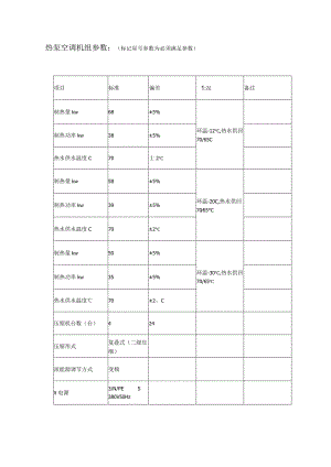 热泵空调机组参数标记星号参数为必须满足参数.docx
