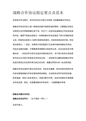 战略合作协议拟定要点及范本 标准版模板.docx