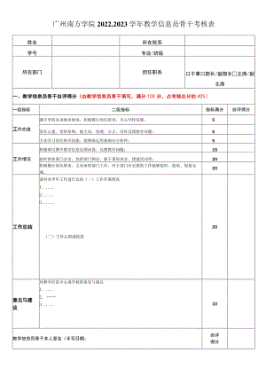 广州南方学院2022-2023学年教学信息员骨干考核表.docx