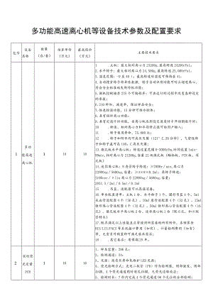 多功能高速离心机等设备技术参数及配置要求.docx