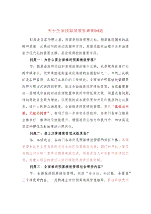 关于全面预算绩效管理的问题.docx