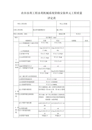 农田水利工程水利机械系统管路安装单元工程质量评定表.docx
