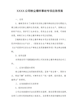 公司粉尘爆炸事故专项应急预案.docx