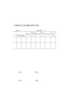 辽宁对外经贸学院20-20学年度第学期教学任务调整审核申请表.docx