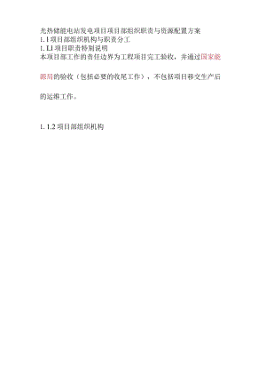 光热储能电站发电项目项目部组织职责与资源配置方案.docx