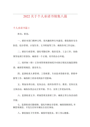 2022关于个人承诺书锦集八篇.docx