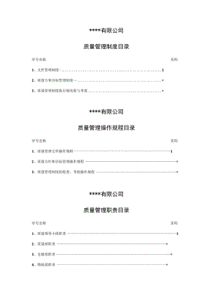 有限公司质量管理制度目录.docx