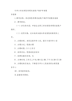 竹笮乡养老保险待遇发放账户维护申请服务指南.docx