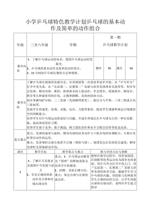 小学乒乓球特色教学计划乒乓球的基本动作及简单的动作组合.docx