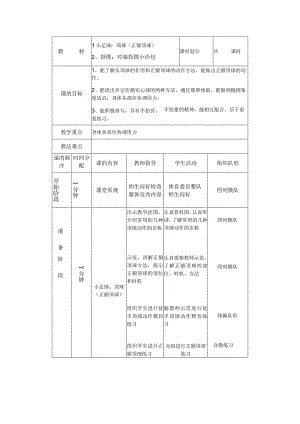 中小学足球小足球顶球正额顶球教案.docx