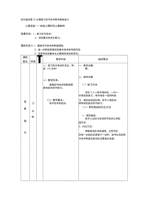 初中篮球第15次课复习攻守技术教学教案设计.docx