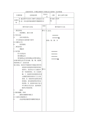 高校体育第二学期足球课学习原地及行进间射门技术教案.docx