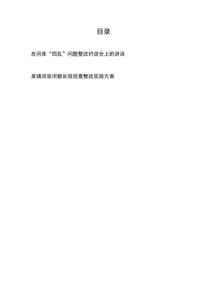 在河库“四乱”问题整改约谈会上的讲话和某镇河容河貌长效巡查整改实施方案.docx