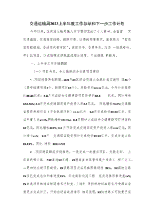 交通运输局2023上半年度工作总结和下一步工作计划.docx
