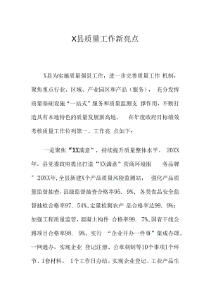 X县质量工作新亮点.docx