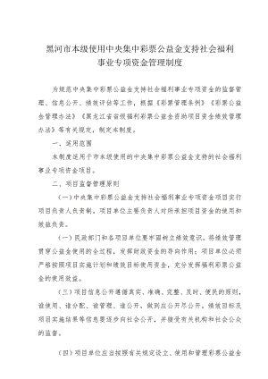 黑河市本级使用中央集中彩票公益金支持社会福利事业专项资金管理制度.docx