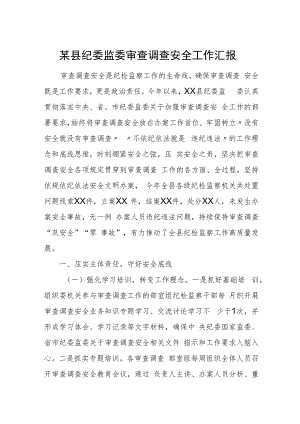 某县纪委监委审查调查安全工作汇报.docx