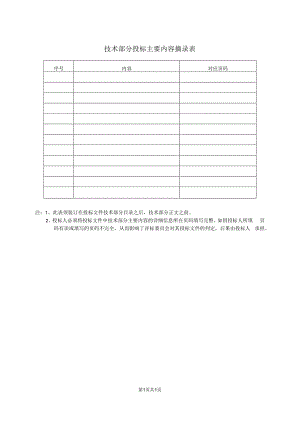 技术部分投标主要内容摘录表 (2023年).docx
