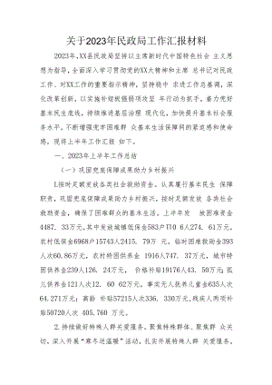 关于2023年民政局工作汇报材料.docx