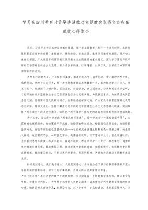 （4篇）2023年学习在四川考察时重要讲话推动主题教育取得实实在在成效心得体会感悟.docx